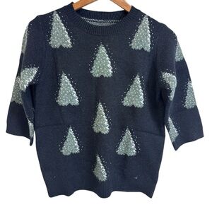 Black and Green Holiday Tree Sweater - Women's Knit Pullover